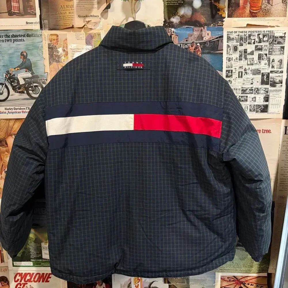 Tommy hilfiger green striped plaid